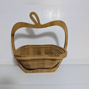 Basket Collapsible Wooden Apple Shaped Nested Basket Natural Bamboo OH NUTS